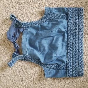 Anthropologie Maeve cotton denim crop halter top